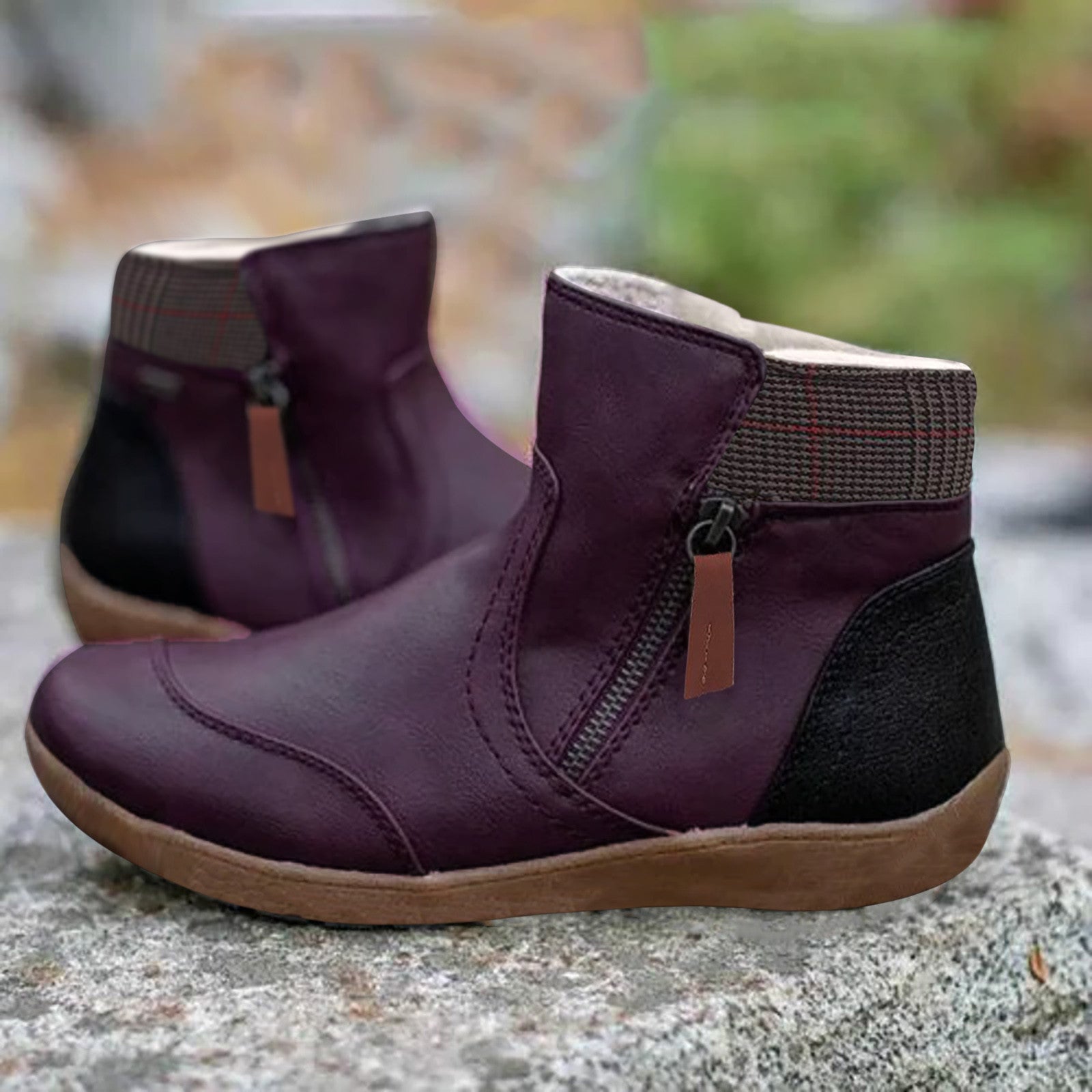 Women's genuine leather ankle boots with zipper closure, non-slip outsole, comfortable everyday fit