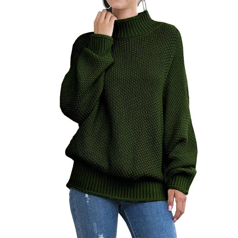 Women's cozy knitted turtleneck pullover sweater in versatile everyday style with relaxed modern silhouette