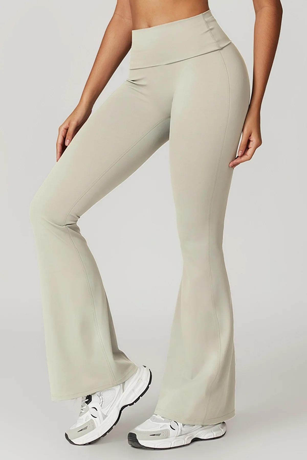 High waisted black yoga pants with tummy control double-lined waistband and four-way stretch fabric
