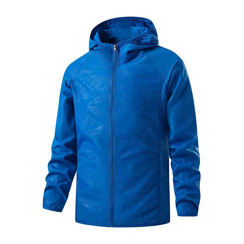 Men's breathable waterproof hooded hiking jacket with rain-ready protection and lightweight outdoor fit