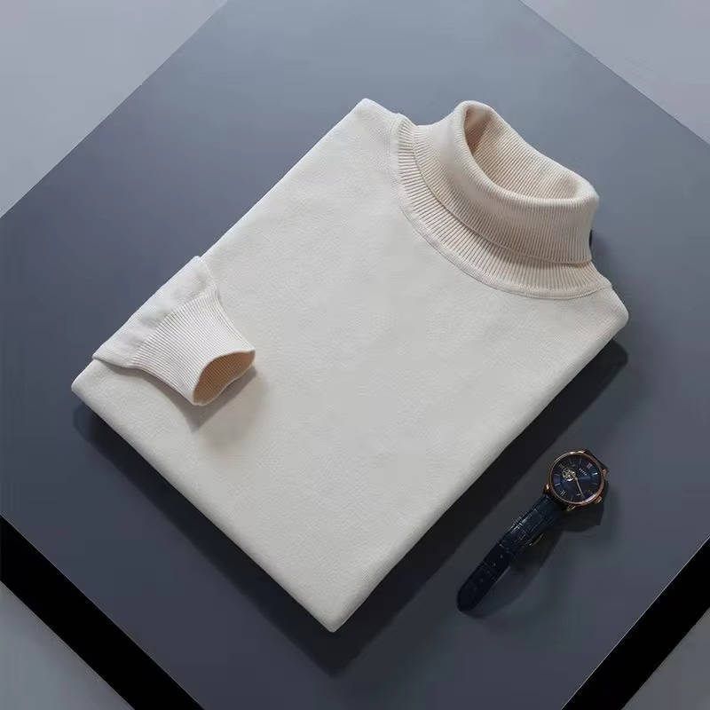 Men's slim-fit 100% cashmere turtleneck sweater, luxury knit smart casual style