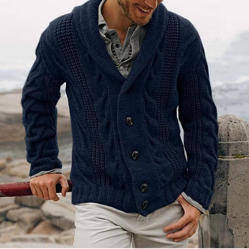 Wavlynn men's cable knit cardigan sweater button front acrylic-wool blend office casual style