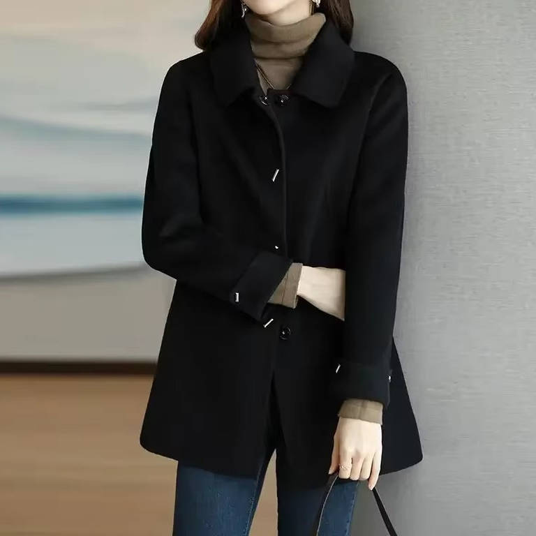 Women's short mid-thigh wool coat warm versatile everyday essential in timeless polished style