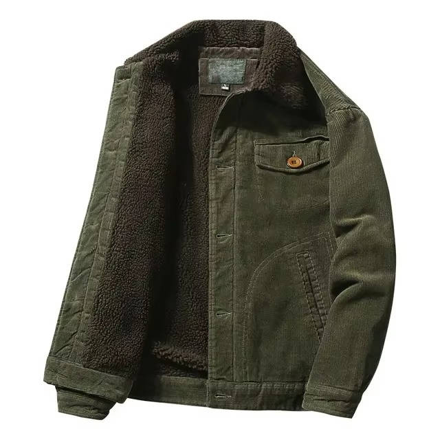Men's sherpa lined winter jacket casual fleece outerwear windproof water-resistant warm coat