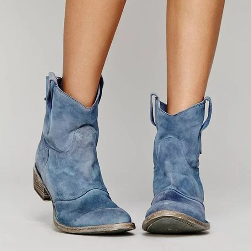 Women's Ankle Leather Cowboy Boots