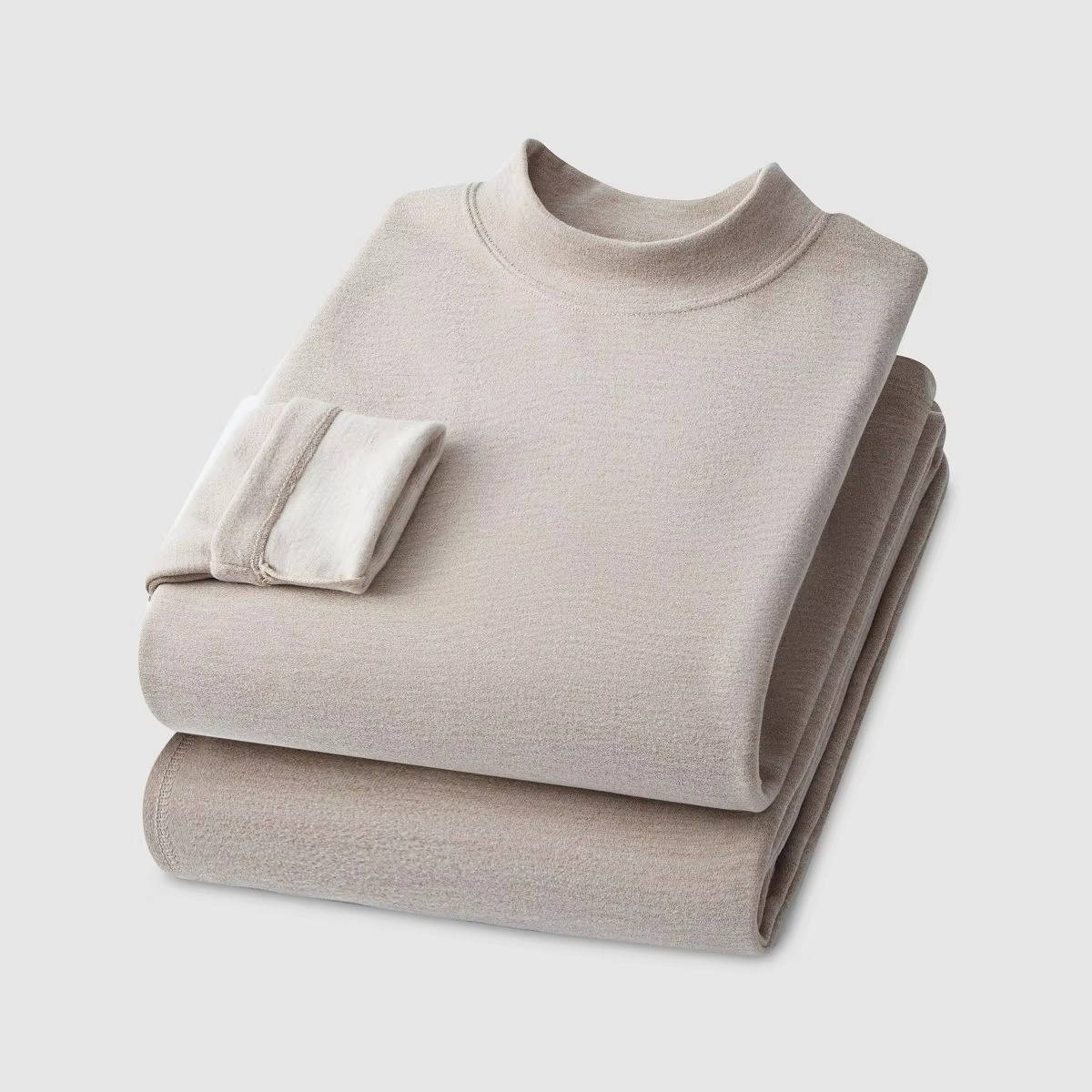 Men's gray thermal underwear set slim-fit base layer with premium cashmere-silk blend for cold weather