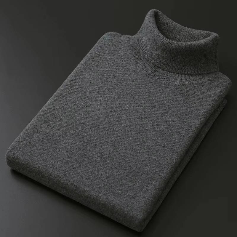 Men's slim-fit cashmere turtleneck sweater in neutral tone, luxury knit smart casual style