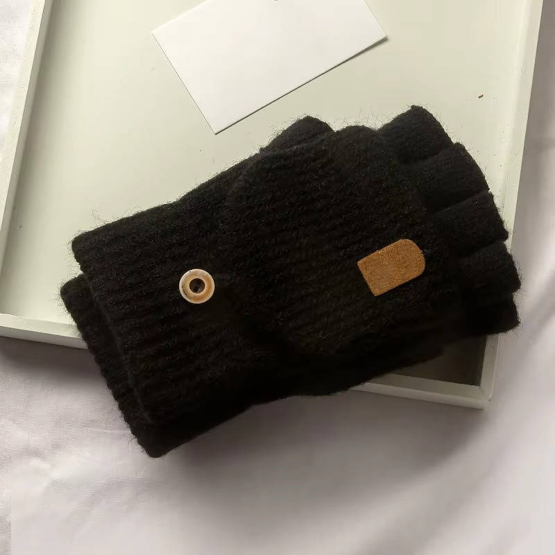 Warm Knitted Fingerless Gloves With Button Patch For Cold Weather Texting And Touchscreen Use