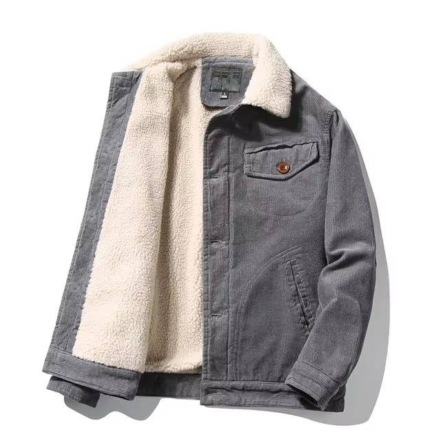 Men's sherpa lined winter jacket casual fleece coat windproof water-resistant outerwear