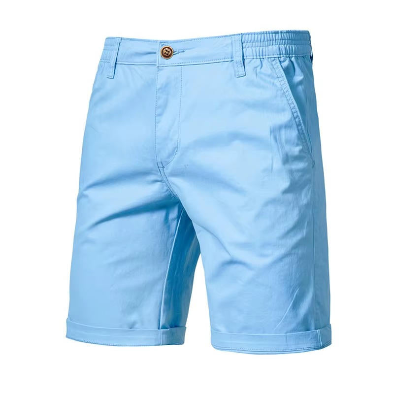Men's casual cotton shorts knee-length relaxed fit lightweight breathable with side pockets everyday wear
