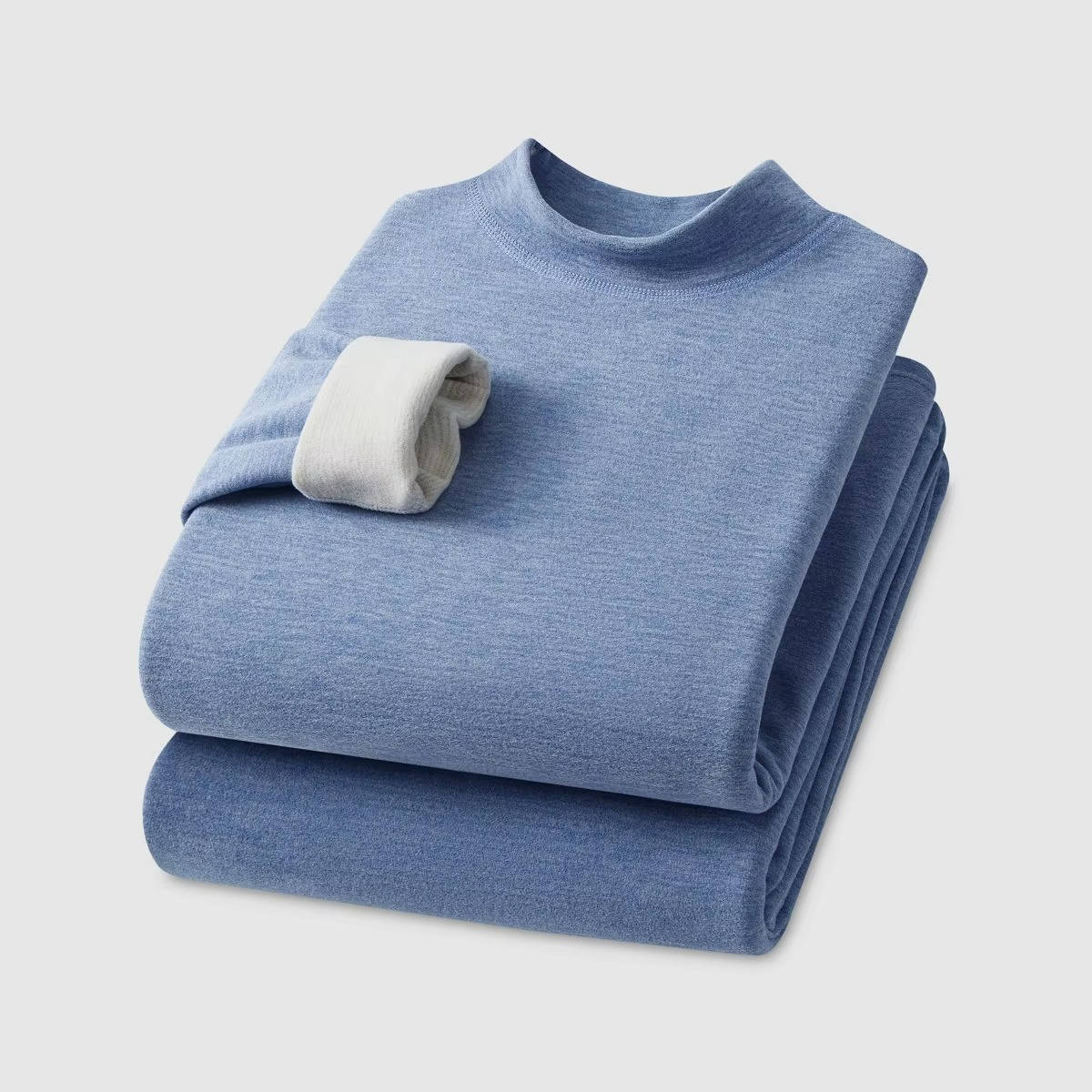 Men's gray thermal underwear set slim-fit base layer with cashmere silk velvet blend for cold weather