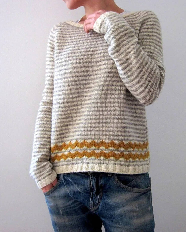 Women's soft wool Nordic sweater with Fair Isle mountain print cozy everyday warmth in vintage style