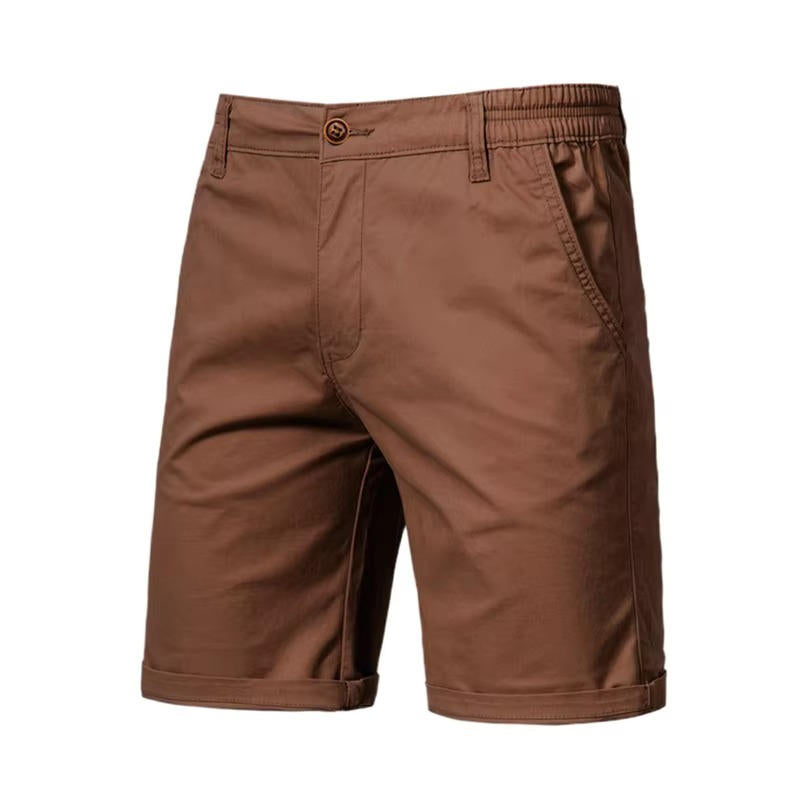 Men's casual cotton shorts knee-length relaxed fit lightweight breathable with deep side pockets
