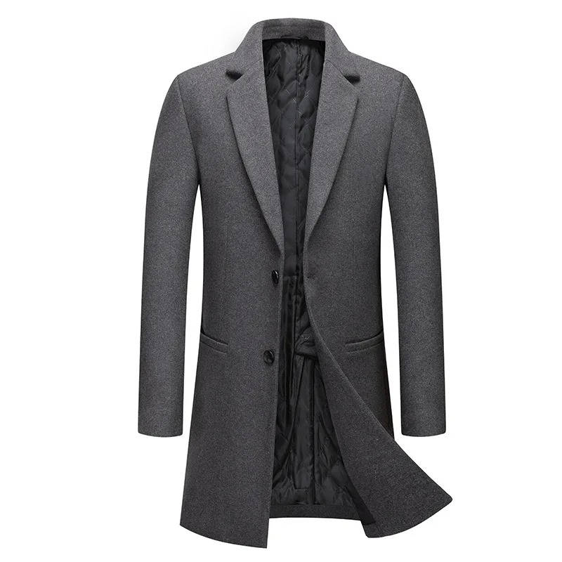 Camel wool blend single-breasted overcoat for men, mid-length formal outerwear with warm premium fabric