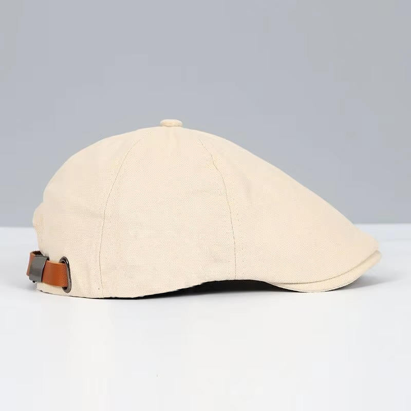 Black men's flat cap lightweight breathable cotton blend streetwear hip hop casual everyday style