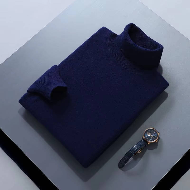 Men's slim-fit cashmere turtleneck sweater luxury knit smart casual style effortless warmth