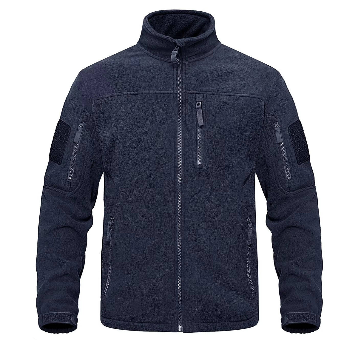 Men's full-zip fleece jacket lightweight microfiber warm outdoor layer in classic solid color
