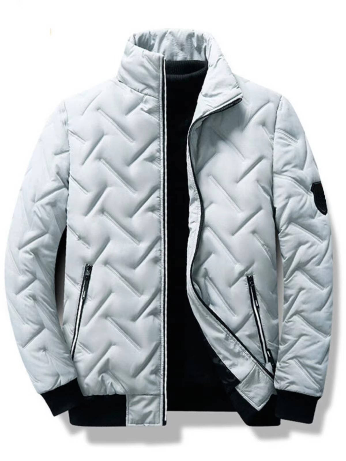 Men's lightweight quilted puffer jacket windproof urban style with clean modern silhouette