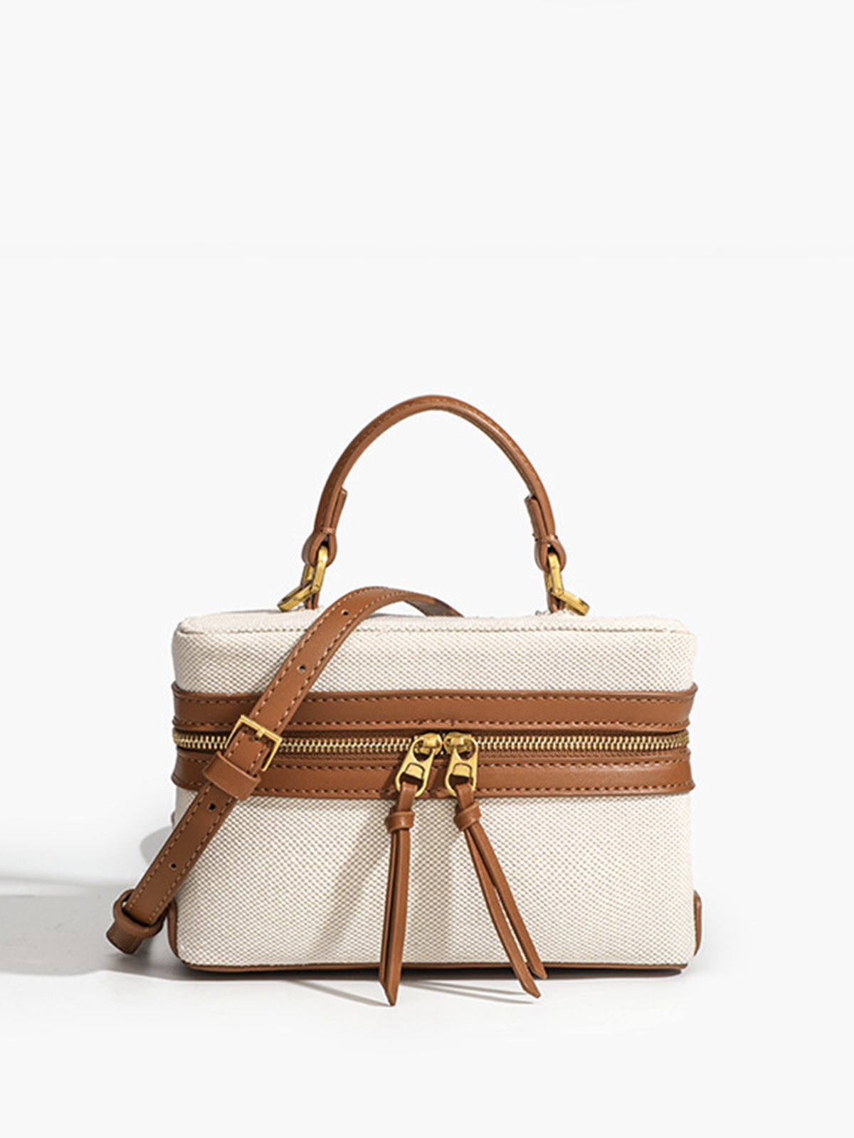 Dual-Tone Zippered Crossbody Bag - TrendAura