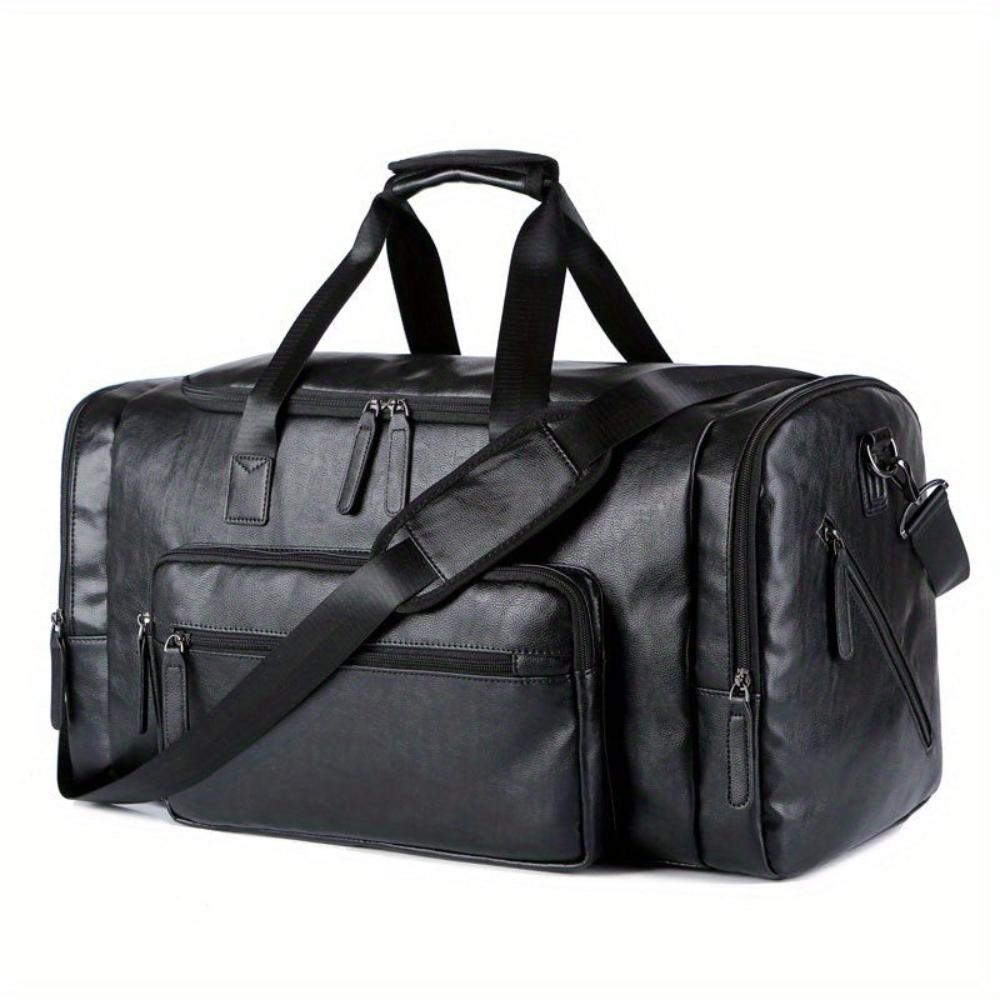Wavlynn Aiden vegan leather duffle bag tan travel bag spacious interior adjustable strap