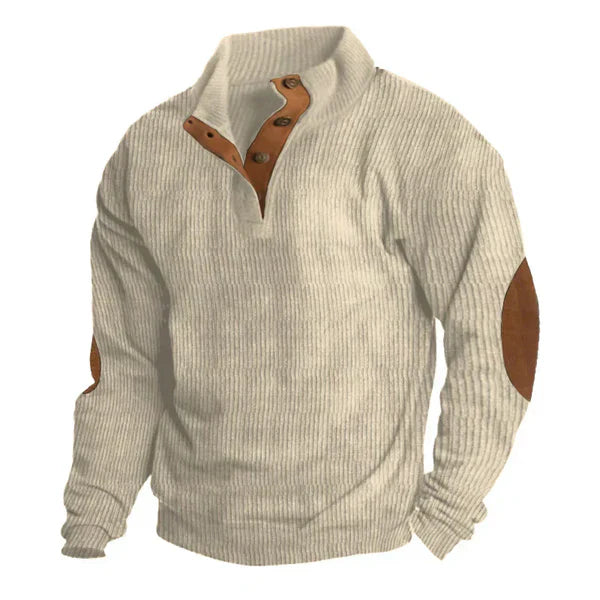 Men's patchwork hoodie jacket, stand collar, loose fit long sleeve sweatshirt in casual streetwear style