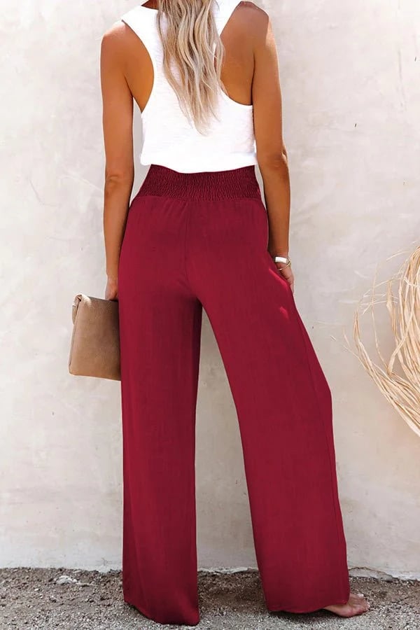 Sharon™ women's high-waisted trousers relaxed sophisticated fit with smocked elastic waistband