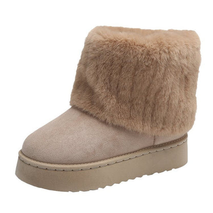 Women's winter ankle boots with luxurious fur trim, cozy yet chic style for cold-weather fashion