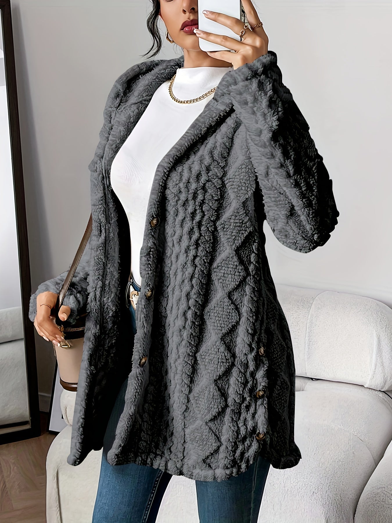 Adriana plush hooded cardigan relaxed-fit ultra-soft velvet-touch wrap for cozy layering