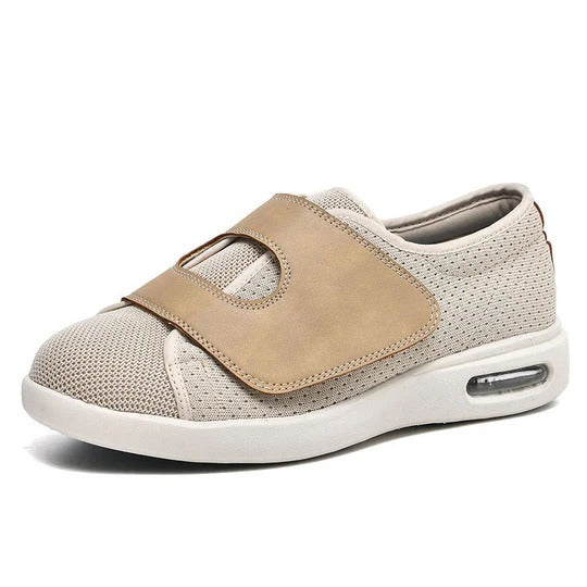 Extra wide fit shoes with adjustable hook-and-loop closure, breathable design for wider feet daily comfort
