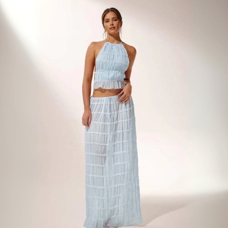 Léora ivory two-piece coord set with fluid skirt and relaxed-fit top by Wavlynn