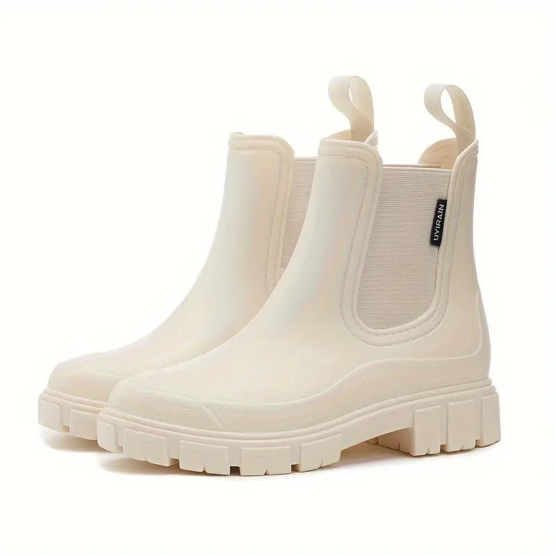 Women's waterproof slip-on Chelsea boots in sleek design with elastic side panels for easy wear