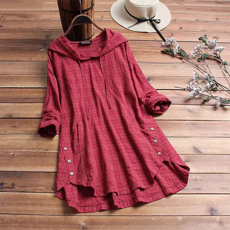 Women's plaid hoodie dress relaxed fit with classic checkered pattern for cozy everyday style