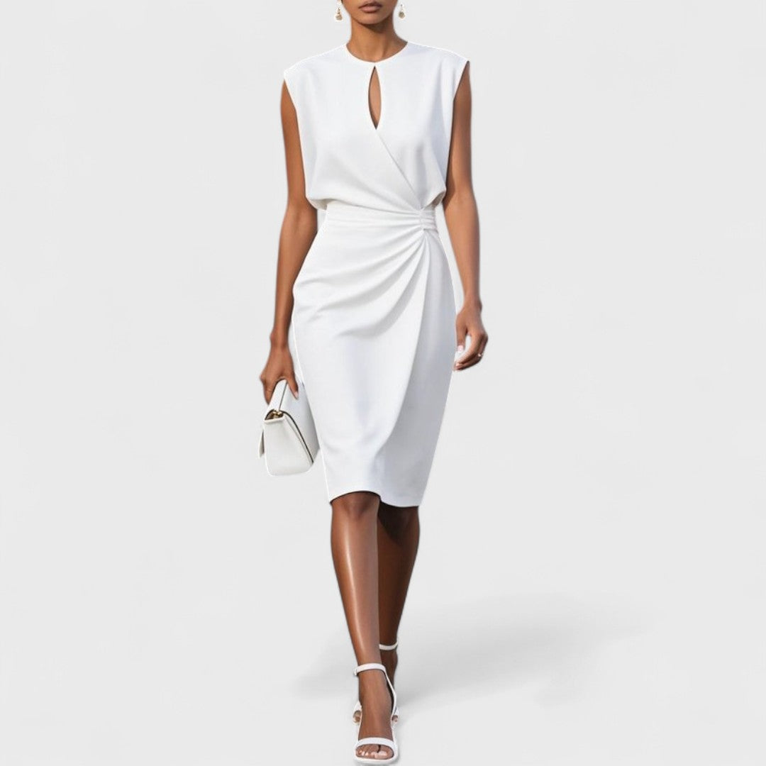 Kathy elegant classy midi dress graceful silhouette refined detailing for formal and daytime occasions