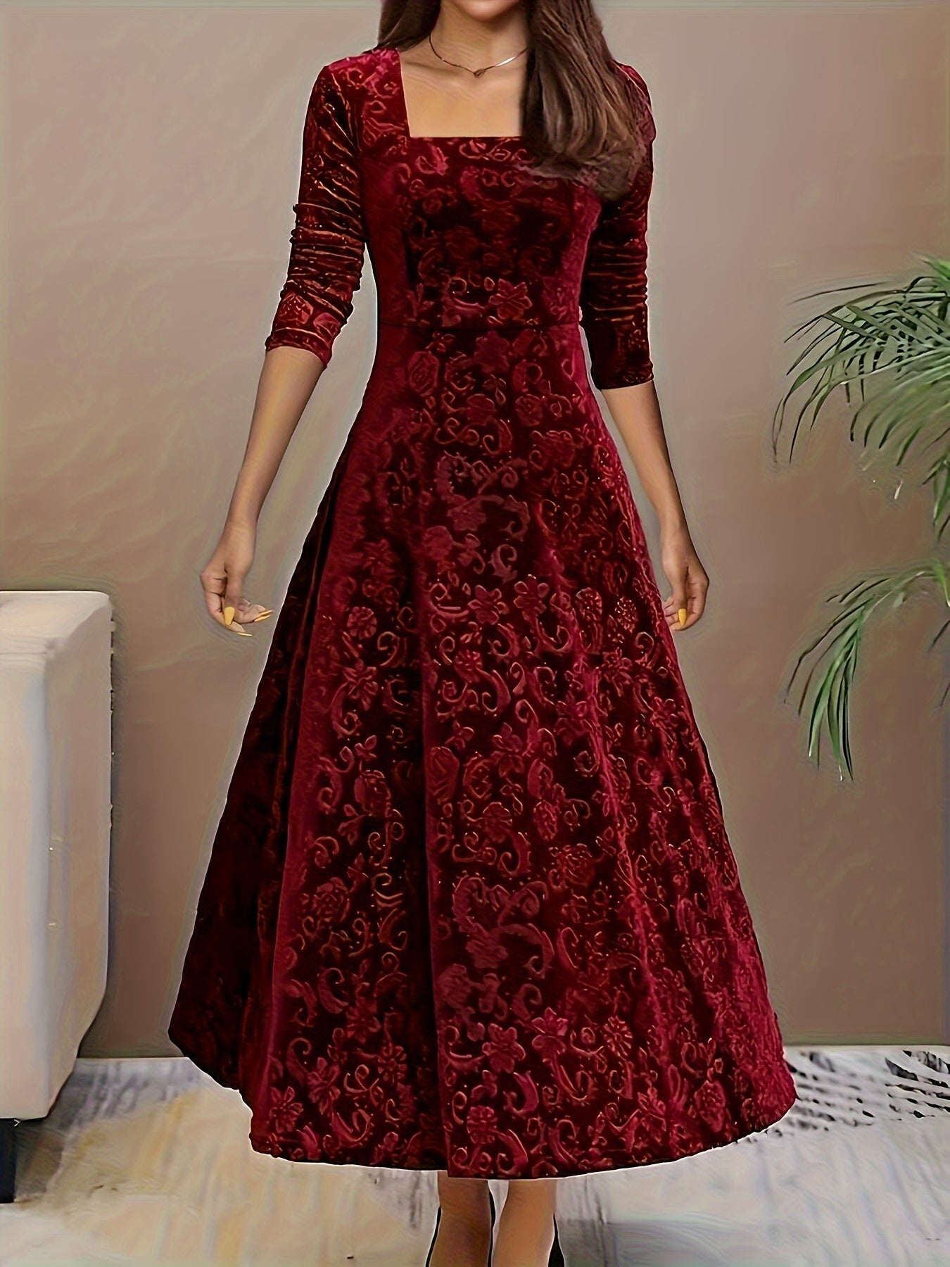 Stella elegant black dress with luxurious plush texture, sculpted silhouette, and refined feminine style