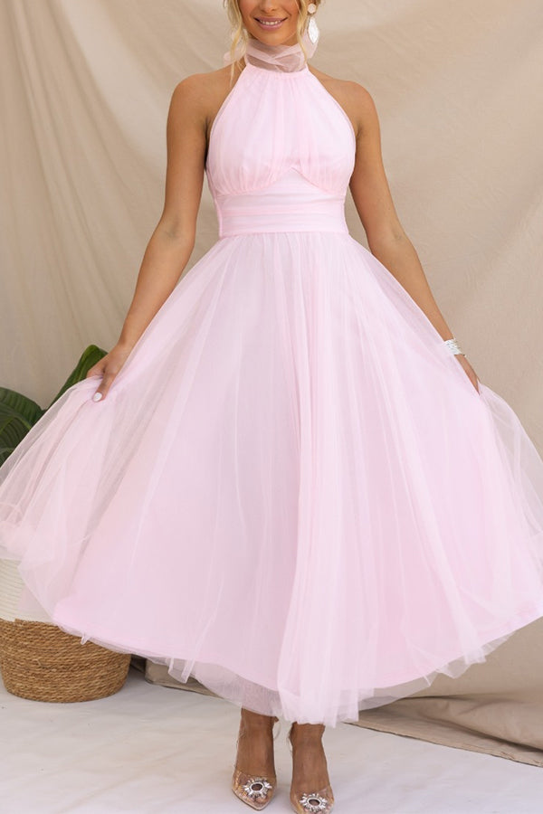 Women's ivory tulle wedding guest dress with flowing layers, flattering waist silhouette
