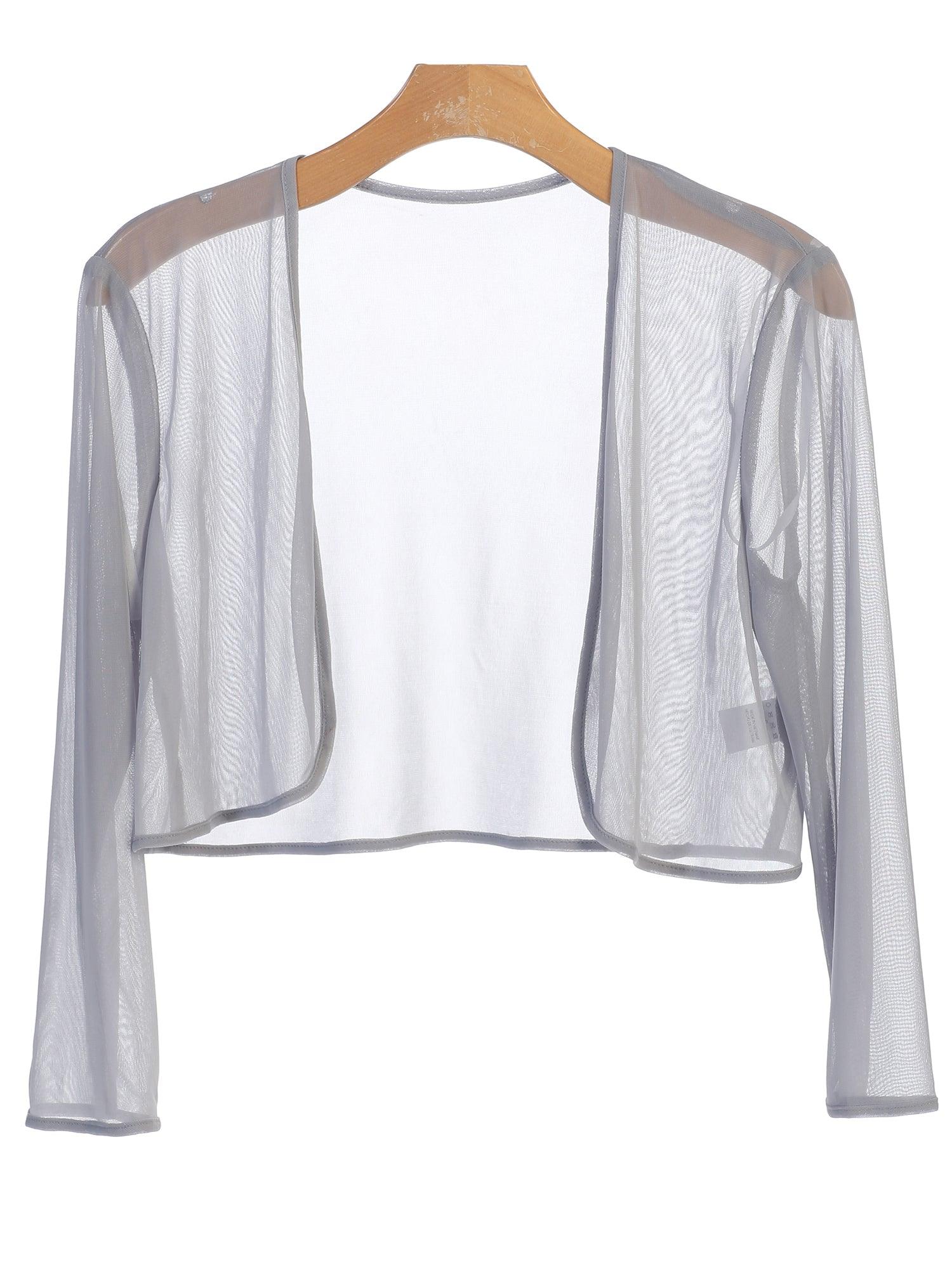 Women's elegant chiffon bolero jacket long sleeves formal eveningwear black blush burgundy champagne