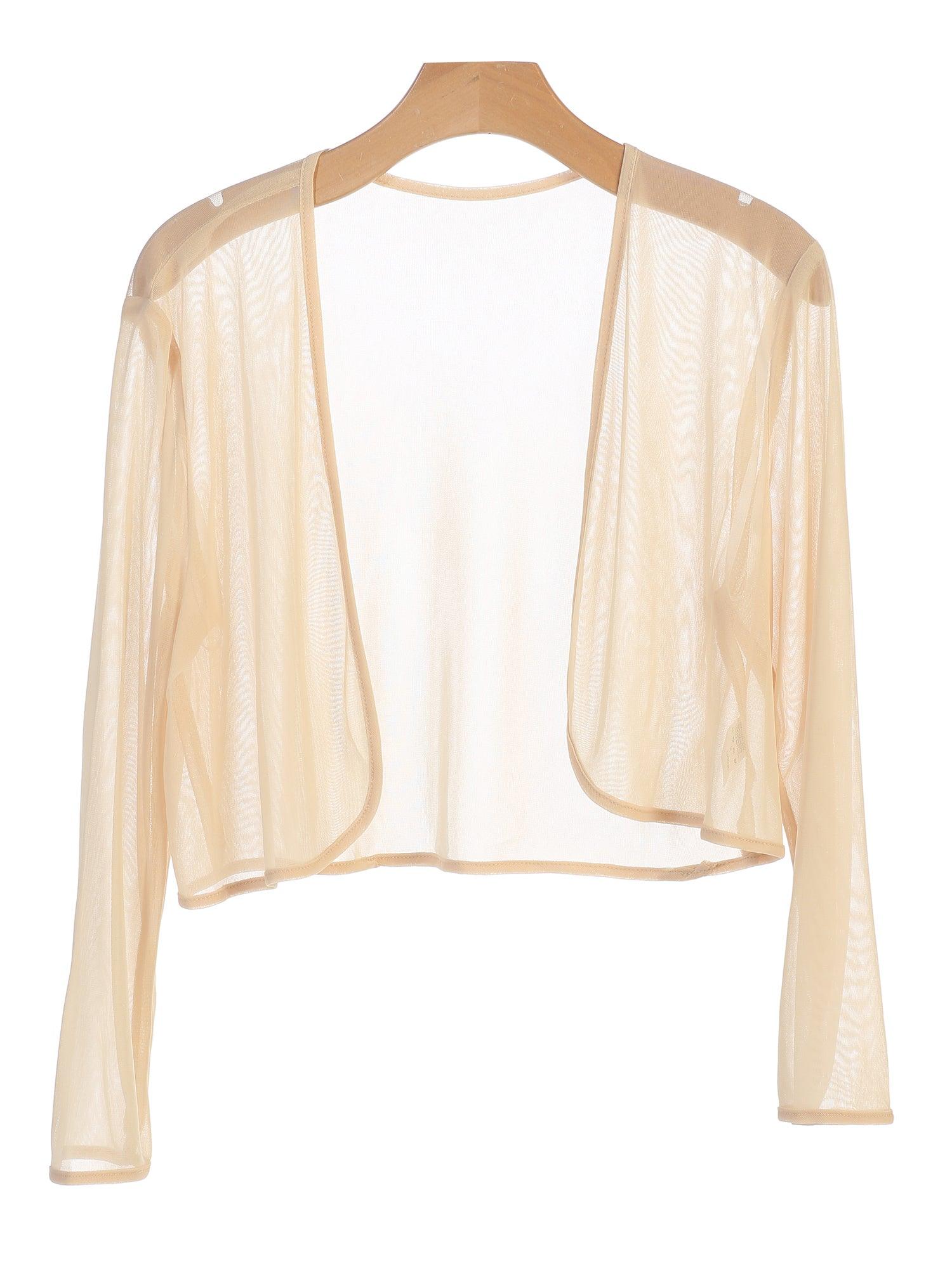 Women's elegant chiffon bolero jacket long sleeves formal eveningwear multiple colors available