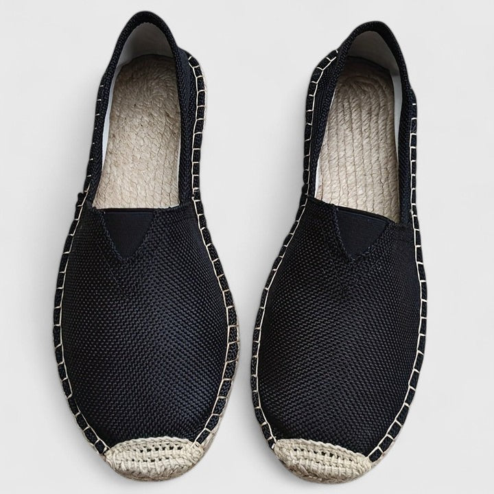 White mesh slip-on espadrilles with braided jute sole, lightweight breathable flat summer shoes