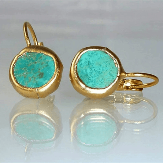 Azaria™ | Gold Turquoise Stone Earrings - WAVLYNN