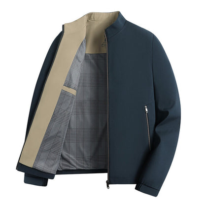 Graham men's dark zip-up stand collar windproof jacket loose fit daily commute style