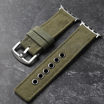Men's textured nylon watch band with solid buckle closure, durable strap in neutral tone