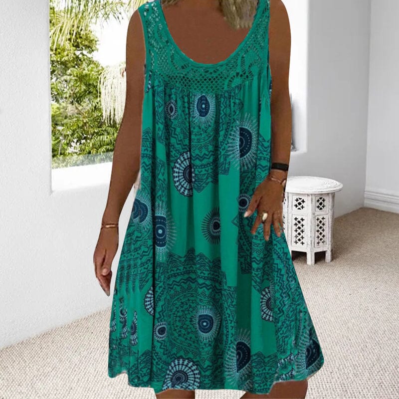 Ivy sleeveless summer dress in lightweight fabric, flattering cut for hot weather effortless style