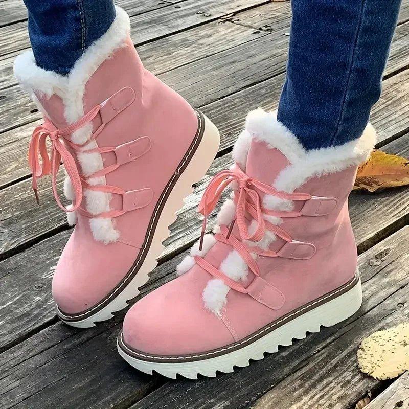 ArcticBloom plush-lined winter boots in neutral tone with cozy fleece interior and sleek silhouette