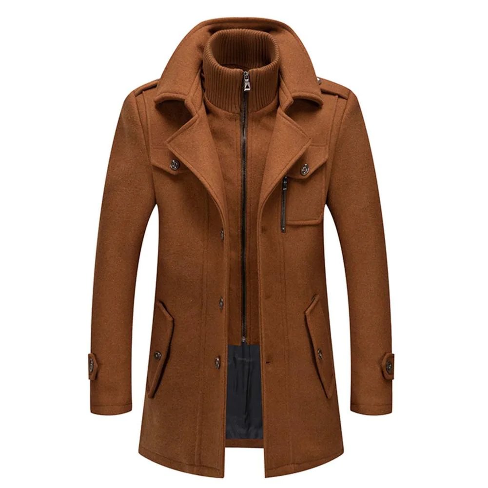 Men's Shelby winter coat in classic dark tone, straight-cut silhouette with weather-resistant premium fabric