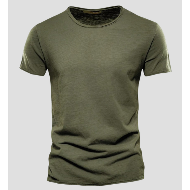 Men's slim fit crew neck short sleeve cotton blend t-shirt in classic solid color, breathable everyday wear