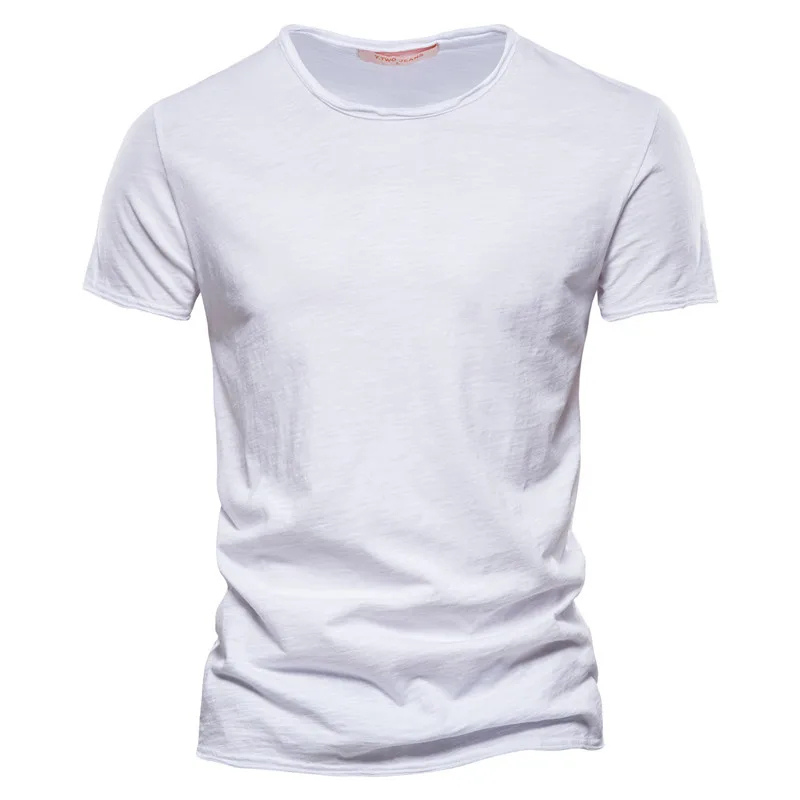 Men's slim fit crew neck short sleeve cotton blend t-shirt in versatile solid color for everyday wear