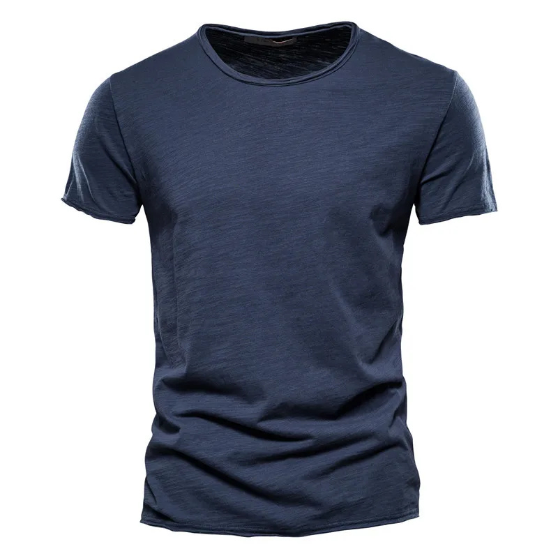 Men's slim fit crew neck short sleeve cotton blend t-shirt in classic everyday breathable style