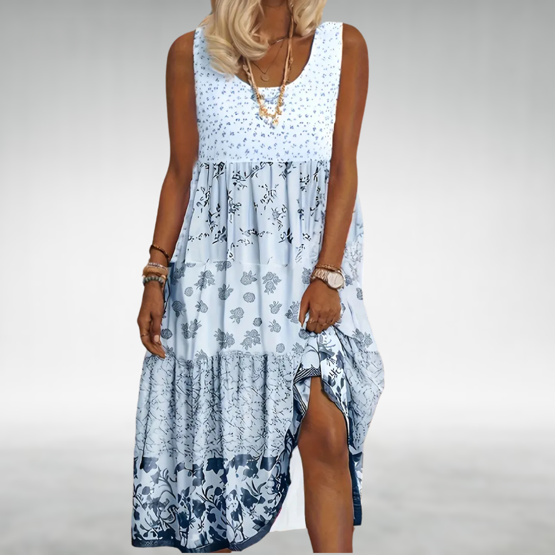 Women's ivory lace flowy evening dress with elegant fluid silhouette and flattering refined tailoring