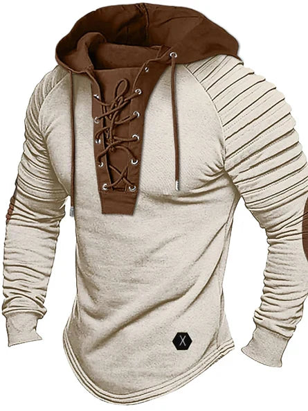 Women's cream wool-cashmere knit hoodie sweater, relaxed fit with textured weave for cozy everyday style
