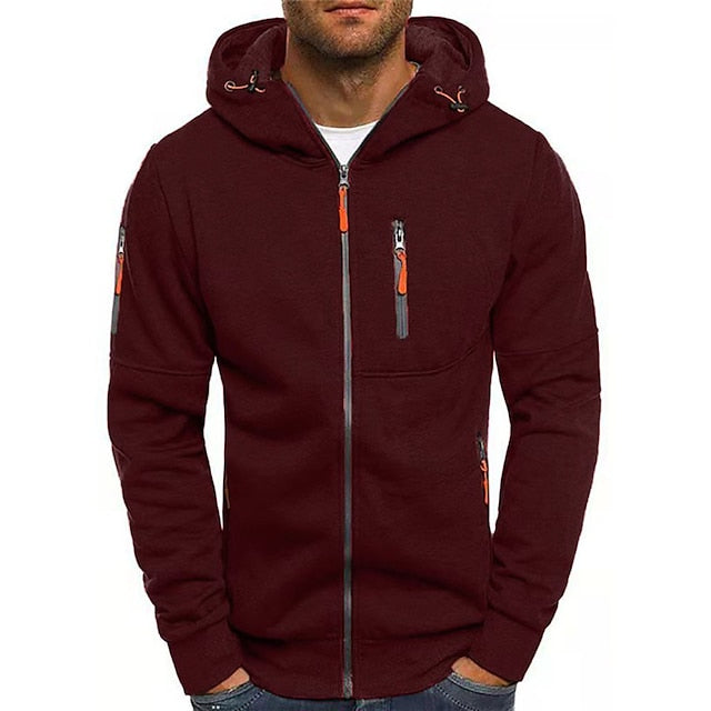 Men's cotton zip hoodie casual fit with full-length front zipper and side pockets everyday wear